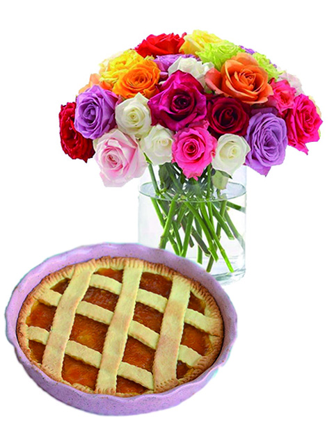 bouquet di rose con crostata