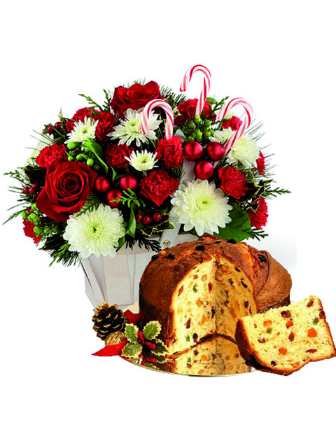 cesto di rose rosse con fiori misti