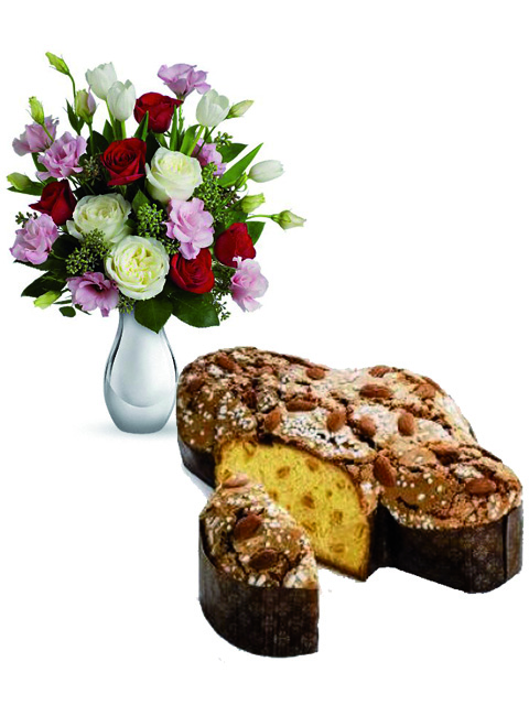 colomba pasquale con rose colorate
