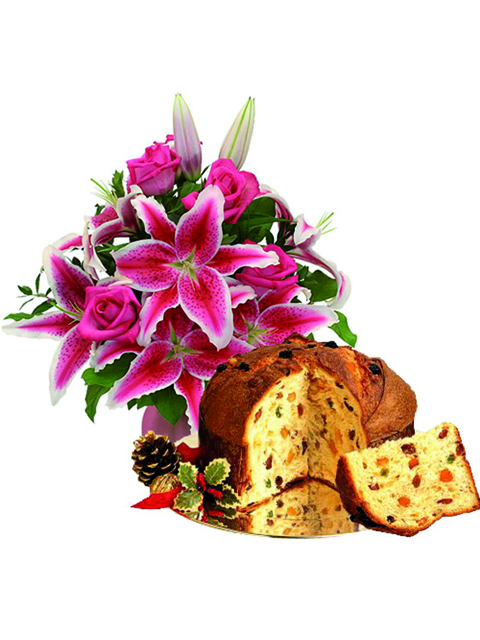 mazzo di rose rosa e lilium